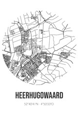 Abstract street map of Heerhugowaard located in Noord-Holland municipality of Heerhugowaard. City map with lines
