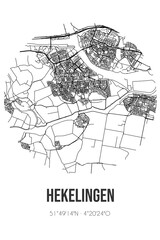 Fototapeta na wymiar Abstract street map of Hekelingen located in Zuid-Holland municipality of Nissewaard. City map with lines
