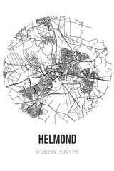 Abstract street map of Helmond located in Noord-Brabant municipality of Helmond. City map with lines