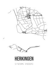 Abstract street map of Herkingen located in Zuid-Holland municipality of Goeree-Overflakkee. City map with lines