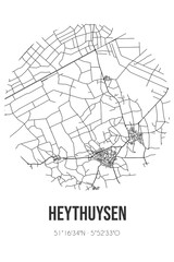 Abstract street map of Heythuysen located in Limburg municipality of Leudal. City map with lines