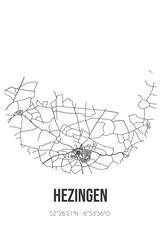 Abstract street map of Hezingen located in Overijssel municipality of Tubbergen. City map with lines