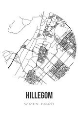 Abstract street map of Hillegom located in Zuid-Holland municipality of Hillegom. City map with lines