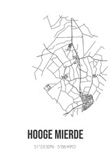 Abstract street map of Hooge Mierde located in Noord-Brabant municipality of Reusel-DeMierden. City map with lines