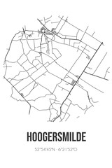 Abstract street map of Hoogersmilde located in Drenthe municipality of Westerveld. City map with lines