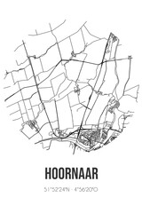 Abstract street map of Hoornaar located in Zuid-Holland municipality of Molenlanden. City map with lines
