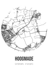 Abstract street map of Hoogmade located in Zuid-Holland municipality of Kaag en Braassem. City map with lines