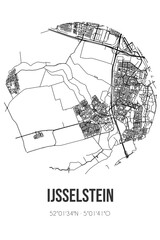 Abstract street map of IJsselstein located in Utrecht municipality of IJsselstein. City map with lines