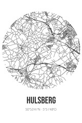 Abstract street map of Hulsberg located in Limburg municipality of Beekdaelen. City map with lines