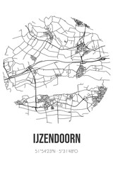 Abstract street map of IJzendoorn located in Gelderland municipality of Neder-Betuwe. City map with lines