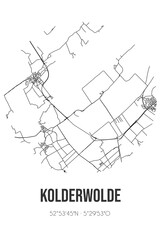 Abstract street map of Kolderwolde located in Fryslan municipality of De Fryske Marren. City map with lines