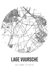 Abstract street map of Lage Vuursche located in Utrecht municipality of Baarn. City map with lines