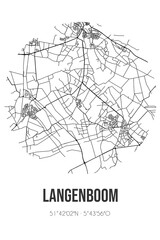 Abstract street map of Langenboom located in Noord-Brabant municipality of MillenSintHubert. City map with lines