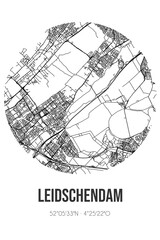 Abstract street map of Leidschendam located in Zuid-Holland municipality of Leidschendam-Voorburg. City map with lines