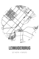 Abstract street map of Leimuiderbrug located in Noord-Holland municipality of Haarlemmermeer. City map with lines