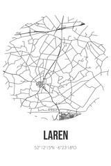 Obraz premium Abstract street map of Laren located in Gelderland municipality of Lochem. City map with lines