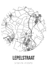 Abstract street map of Lepelstraat located in Noord-Brabant municipality of Bergen op Zoom. City map with lines