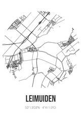 Abstract street map of Leimuiden located in Zuid-Holland municipality of Kaag en Braassem. City map with lines