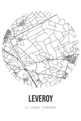 Abstract street map of Leveroy located in Limburg municipality of Nederweert. City map with lines