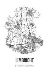 Abstract street map of Limbricht located in Limburg municipality of Sittard-Geleen. City map with lines