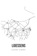 Abstract street map of Lioessens located in Fryslan municipality of Noardeast-Fryslan. City map with lines