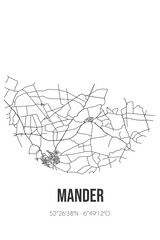 Abstract street map of Mander located in Overijssel municipality of Tubbergen. City map with lines