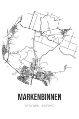 Abstract street map of Markenbinnen located in Noord-Holland municipality of Alkmaar. City map with lines