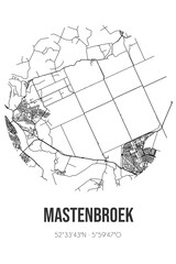 Abstract street map of Mastenbroek located in Overijssel municipality of Kampen. City map with lines - obrazy, fototapety, plakaty