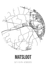 Abstract street map of Matsloot located in Drenthe municipality of Noordenveld. City map with lines