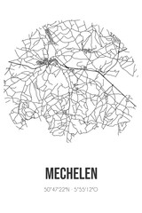 Fototapeta premium Abstract street map of Mechelen located in Limburg municipality of Gulpen-Wittem. City map with lines