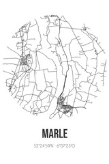 Fototapeta na wymiar Abstract street map of Marle located in Overijssel municipality of Olst-Wijhe. City map with lines