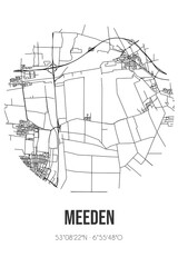Abstract street map of Meeden located in Groningen municipality of Midden-Groningen. City map with lines - obrazy, fototapety, plakaty
