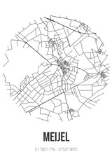 Abstract street map of Meijel located in Limburg municipality of Peel en Maas. City map with lines