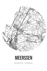 Abstract street map of Meerssen located in Limburg municipality of Meerssen. City map with lines