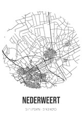 Abstract street map of Nederweert located in Limburg municipality of Nederweert. City map with lines