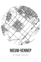 Obraz premium Abstract street map of Nieuw-Vennep located in Noord-Holland municipality of Haarlemmermeer. City map with lines