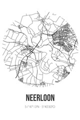 Abstract street map of Neerloon located in Noord-Brabant municipality of Oss. City map with lines