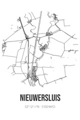 Obraz premium Abstract street map of Nieuwersluis located in Utrecht municipality of StichtseVecht. City map with lines