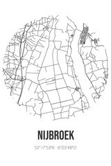 Fototapeta na wymiar Abstract street map of Nijbroek located in Gelderland municipality of Voorst. City map with lines