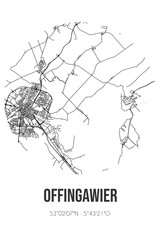 Abstract street map of Offingawier located in Fryslan municipality of Sudwest-Fryslan. City map with lines