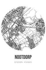 Abstract street map of Nootdorp located in Zuid-Holland municipality of Pijnacker-Nootdorp. City map with lines
