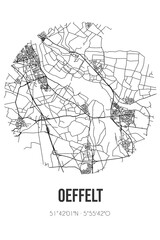 Fototapeta na wymiar Abstract street map of Oeffelt located in Noord-Brabant municipality of Boxmeer. City map with lines