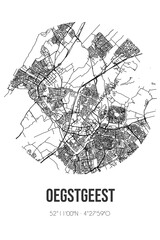 Fototapeta na wymiar Abstract street map of Oegstgeest located in Zuid-Holland municipality of Oegstgeest. City map with lines