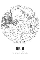 Abstract street map of Oirlo located in Limburg municipality of Venray. City map with lines