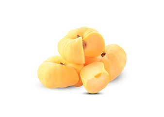 Fototapeta na wymiar fresh yellow peach donut isolated on white background