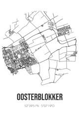 Abstract street map of Oosterblokker located in Noord-Holland municipality of Drechterland. City map with lines