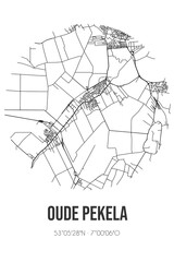 Abstract street map of Oude Pekela located in Groningen municipality of Pekela. City map with lines