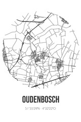 Fototapeta na wymiar Abstract street map of Oudenbosch located in Noord-Brabant municipality of Halderberge. City map with lines