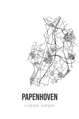 Abstract street map of Papenhoven located in Limburg municipality of Sittard-Geleen. City map with lines