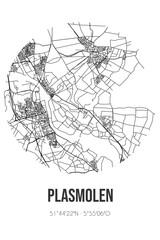 Fototapeta na wymiar Abstract street map of Plasmolen located in Limburg municipality of Mook en Middelaar. City map with lines